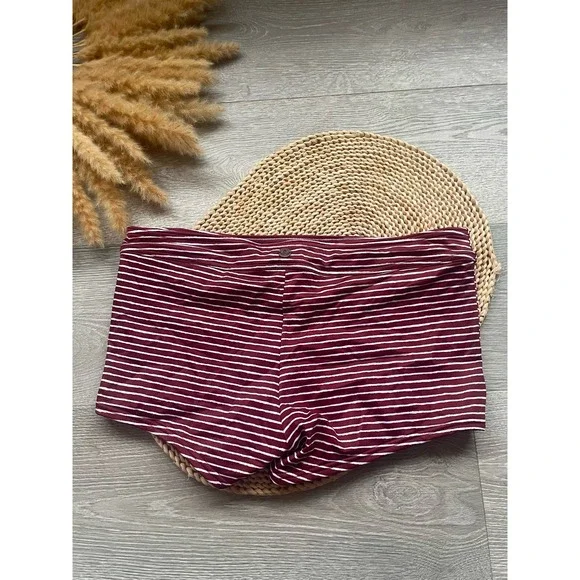 Prana Rusted Roof Stripe Swim Shorts Large Burgundy Red Board Shorts - Picture 7 of 9